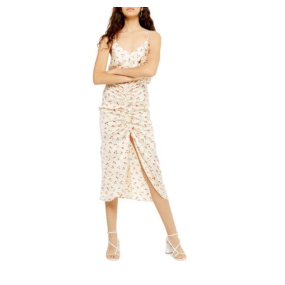 TOPSHOP Ditsy Floral Ruched Midi Dress